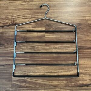 Five layer, non-slip metal pants hanger